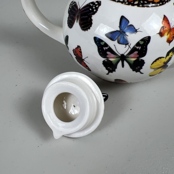 Paul Cardew Butterflies Ceramic Teapot 2007  Butterfly Finial Multicolor 20oz - Picture 13 of 13